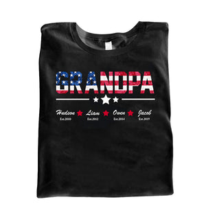 Personalized Grandpa Papa Daddy American Flag Custom Nickname T-shirt