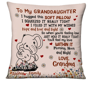 Personalized Elephant To My Daughter Granddaughter Hug This Pillow