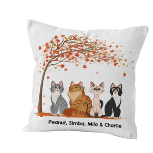 Sitting Cat Cartoon Under Tree Personalized Pillow