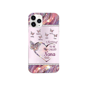 Custom Glass Phone Case - Shimmering Heart & Butterfly Design for Grandma, Mom & Kids