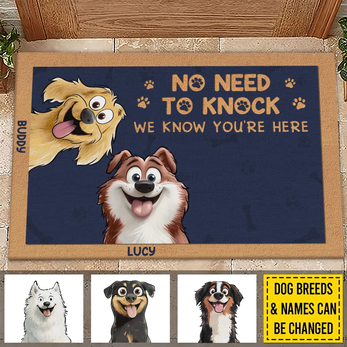 Just Walk In, Your Presence Is Always Felt - Dog Personalized Doormat For Per Lover