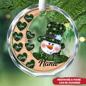 The True Spirit Of Christmas Lies In Your Heart - Family Personalized Custom Circle Glass Ornament - Christmas Gift For Mom, Grandma