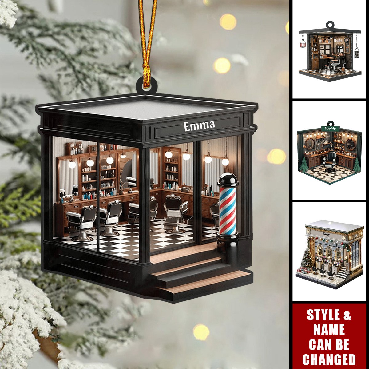 Personalized Barber Shop, Hair Salon Christmas Shaped Ornaments – Gift For Barbers, Hairdressers