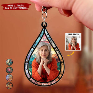 Memorial Family Gift Teardrop - Personalized Acrylic Photo Keychain