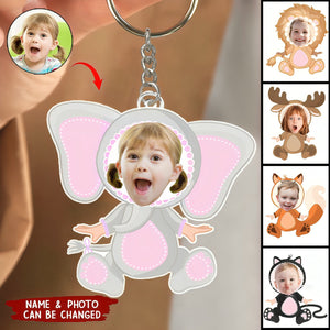 Custom Kid Face Cute Animal - Personalized Photo Shaped Keychain