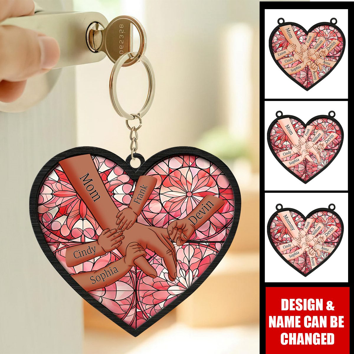 Kids Holding Mom Hand - Personalized Keychain Gift For Mother's Day