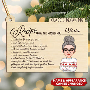 Grandma Mom Cooking Recipe Personalized Wooden Ornament Handwriting Gift