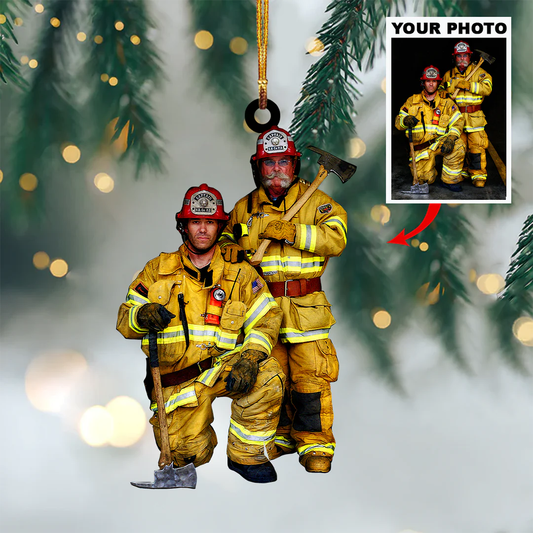 Custom Photo Gifts For Firefighter, Upload Photo Christmas Ornament