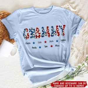 Sparkly 4th Of July Nickname Nana Grandma Personalized T-Shirt