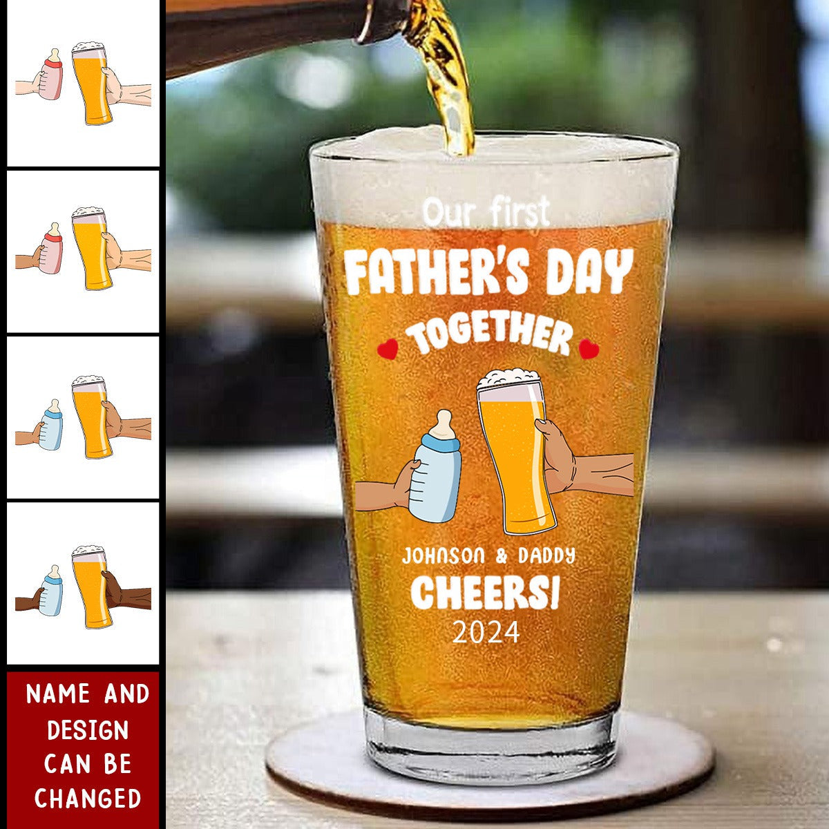 Cheers! Our First Father's Day - Personalized Beer Glass