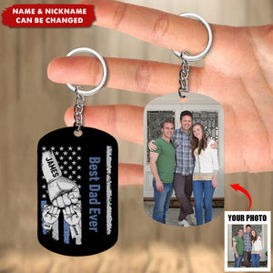 Gift For Dad - Personalized Photo Stainless Steel Keychain