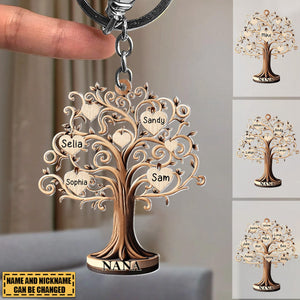 Family Tree Name - Gifts For Grandmas, Families, Gifts From Children Grandchildren Personalized Acrylic Keychain