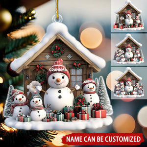 Cute Snowman Nana And Grandkids Personalized Christmas Ornament