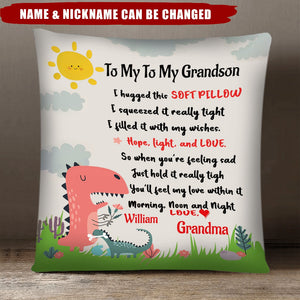 Grandma Mom Hug Granddaughter Grandson Cute Baby Dinosaurs Personalized Pillow