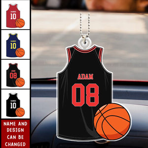 Basketball Jersey Gift For Son, Husband, Him - Personalized Acrylic Car Ornament