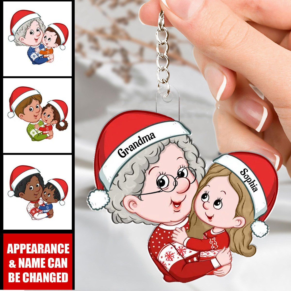 Personalized Grandma And Grandkid Acrylic Keychain