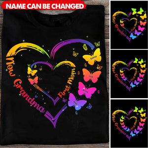 First Mom Now Grandma With Butterfly - Personalized Shirt