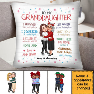 Grandma Hugging Grandkid To My Granddaughter Grandson Personalized Pillow