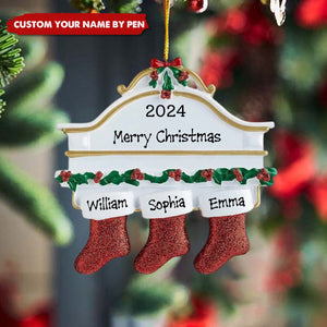 Resin Christmas Socks Family Nameplate Christmas Ornament