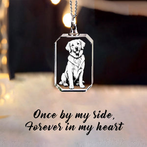 For Memorial - Once by my side, Forever in my heart Transparent Photo For Dog Lover Custom Necklace