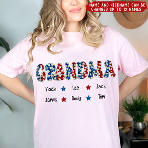 Sparkly 4th Of July Nickname Nana Grandma Personalized T-Shirt