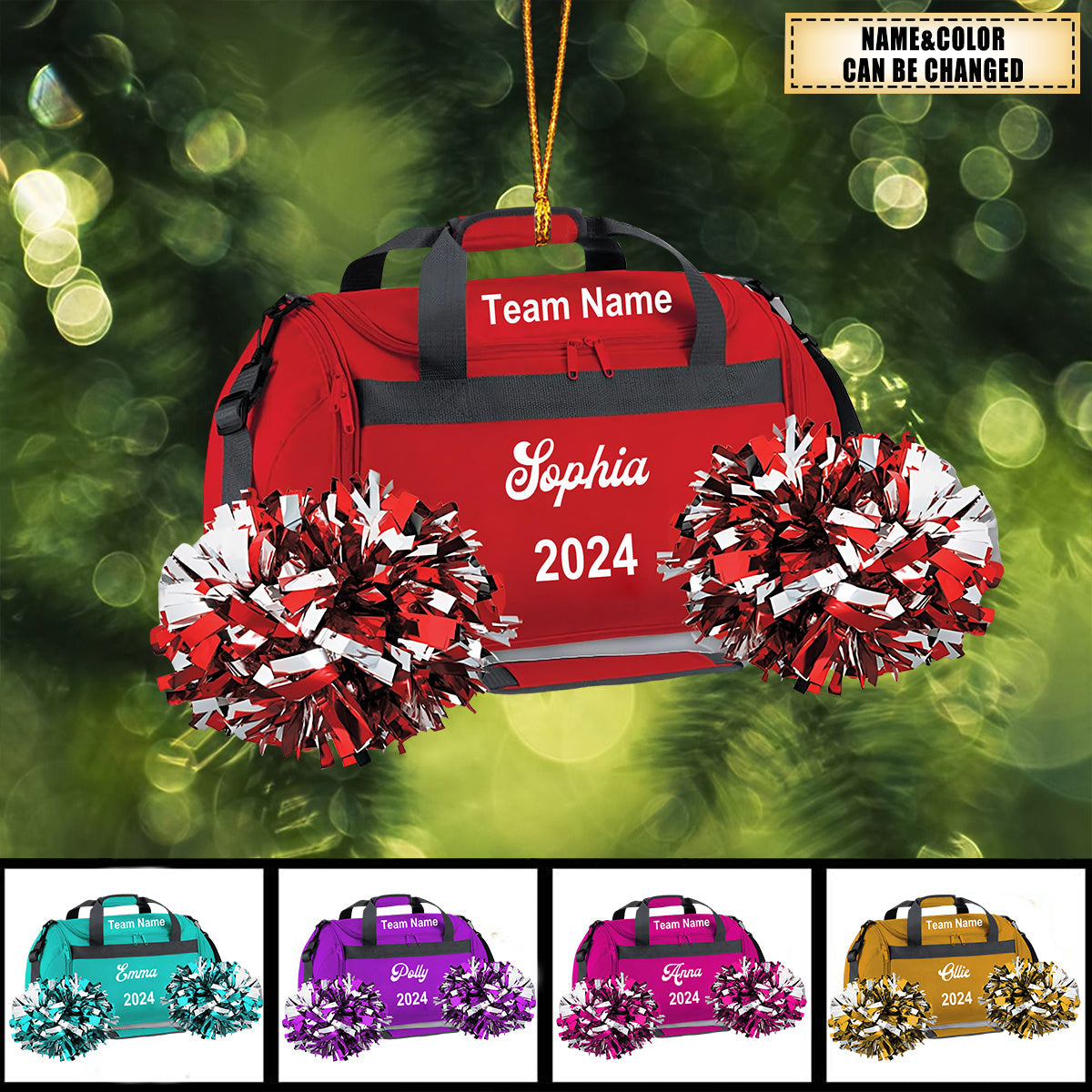 Personalized Cheerleading Bag Acrylic Christmas Ornament