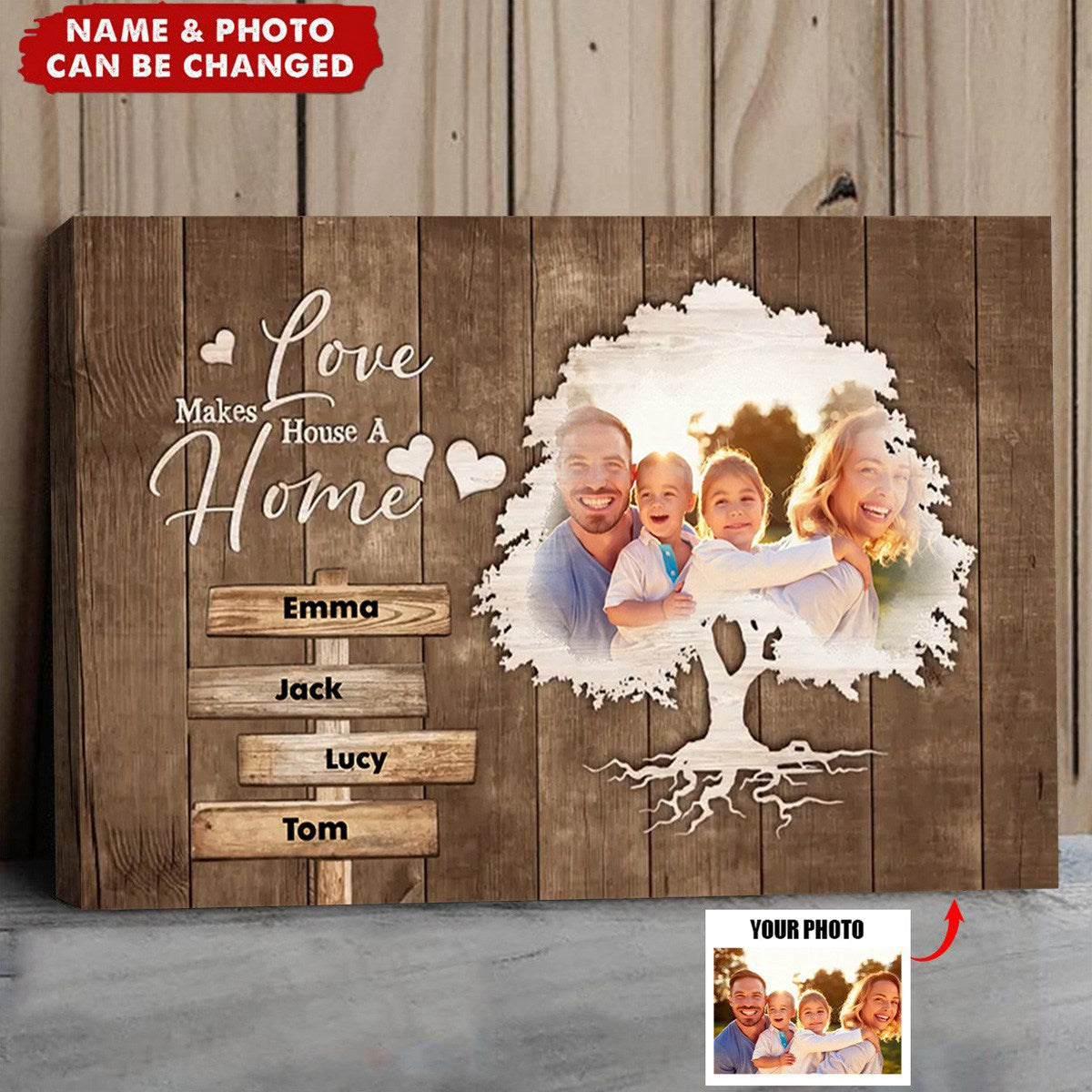 Love Makes House A Home - Personalized Canvas, Gift For Family