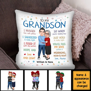 Grandma Hugging Grandkid To My Granddaughter Grandson Personalized Pillow