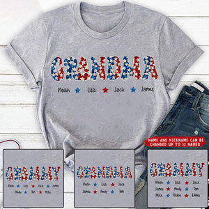 Sparkly 4th Of July Nickname Nana Grandma Personalized T-Shirt