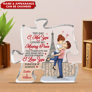 I Love You Forever And Always - Couple Personalized Custom Puzzle Shaped Acrylic Plaque - Gift For Husband Wife, Anniversary