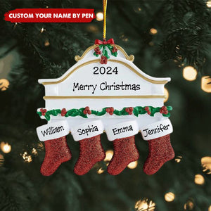 Resin Christmas Socks Family Nameplate Christmas Ornament