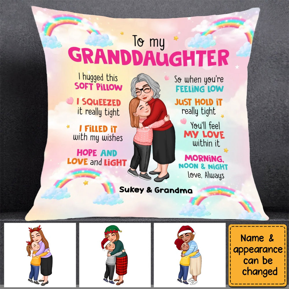 Grandma Hugging Grandkid To My Granddaughter Grandson Gift For Grandchildren Personalized Pillow