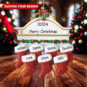 Resin Christmas Socks Family Nameplate Personalized Christmas Ornament