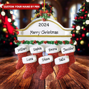 Resin Christmas Socks Family Nameplate Christmas Ornament