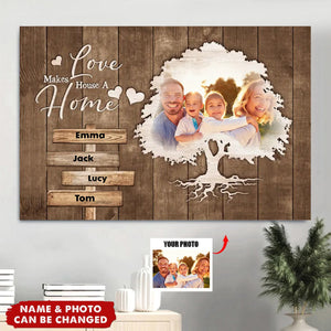 Love Makes House A Home - Personalized Canvas, Gift For Family