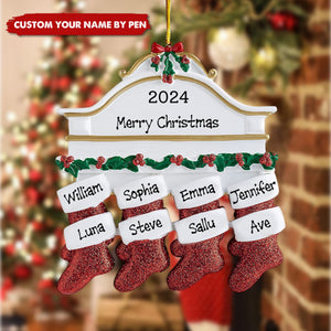 Resin Christmas Socks Family Nameplate Christmas Ornament