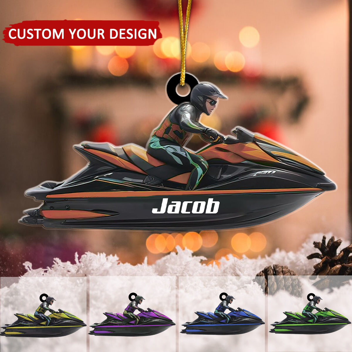 Jet Ski Personalized Christmas Acrylic Ornament, Gift For Jet Ski Lovers