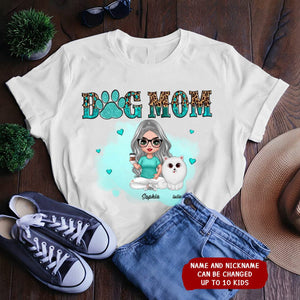 Teal And Leopard Dog Mom Personalized T-Shirt, Mother's Day Gift For Dog Lovers