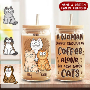 I Like Coffee, My Cats And Maybe 3 People - Cat Personalized Custom Glass Cup, Iced Coffee Cup