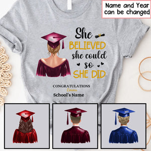 Gift For Daughter She Did It Graduation Shirt