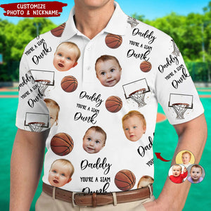 Dad, You're A Slam Dunk - Personalized Photo Polo Shirt