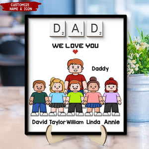 Daddy We Love You Block Characters Personalized 2-Layer Wooden Plaque