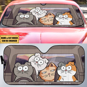 Cat's Trip - Cat Personalized Auto Windshield Sunshade, Car Window Protector