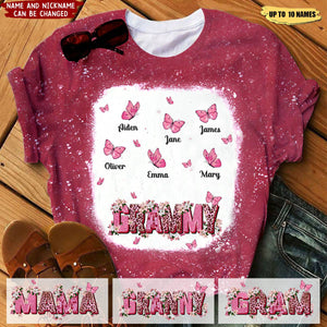 Pinky Mama Auntie Mom Nana Butterfly Kids Personalized 3D T-Shirt