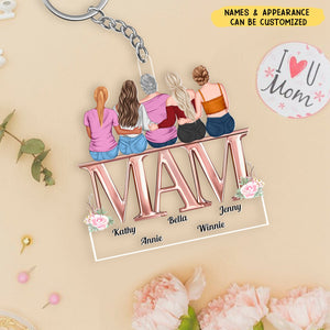 Mom And Her Baby Girls - Personalized Acrylic Keychain