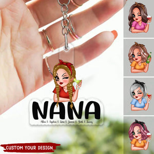 Grandma With Grandkids Names Personalized Acrylic Keychain