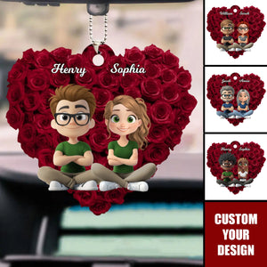 Love Rose Couple - Personalized Acrylic Ornament