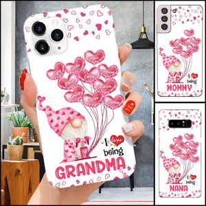 I love being Grandma Doll with pink balloon Personalized Phone case for Grandma Nana Mommy Auntie