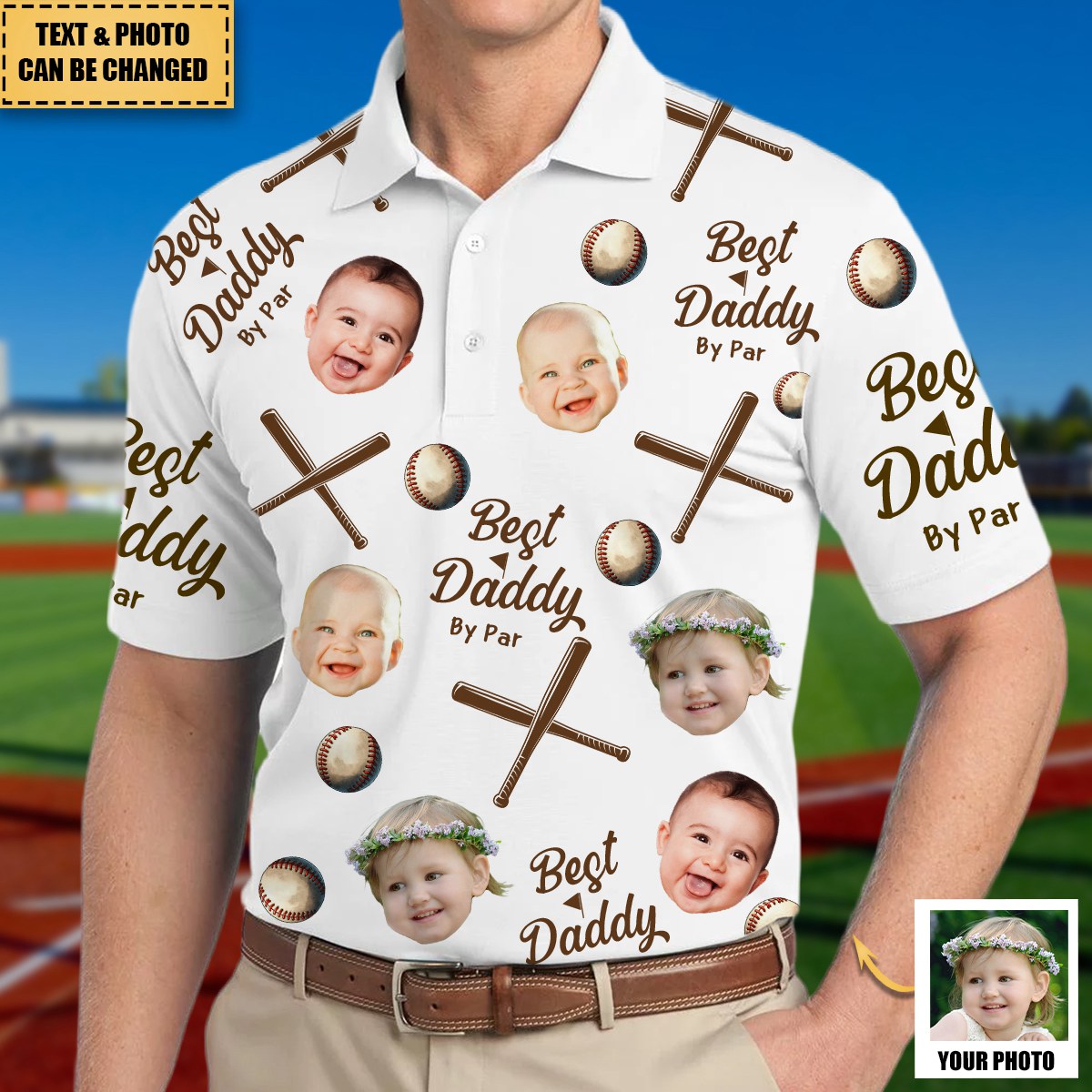 Best Daddy By Par - Personalized Photo  Baseball Polo Shirt