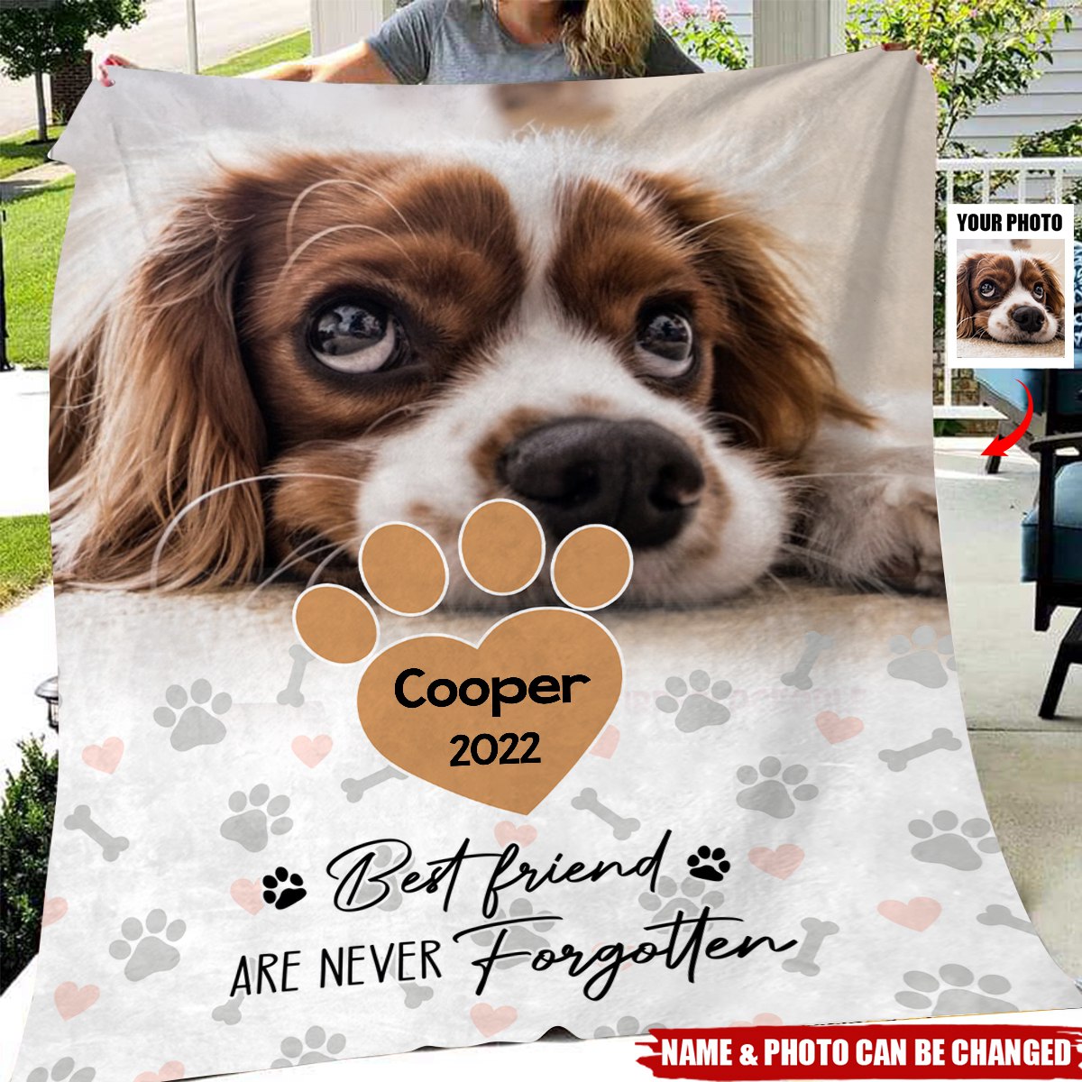 Custom Photo Memorial Pet When You Miss Me, Hug This Blanket -Personalized Sympathy Gift for Pet Lovers